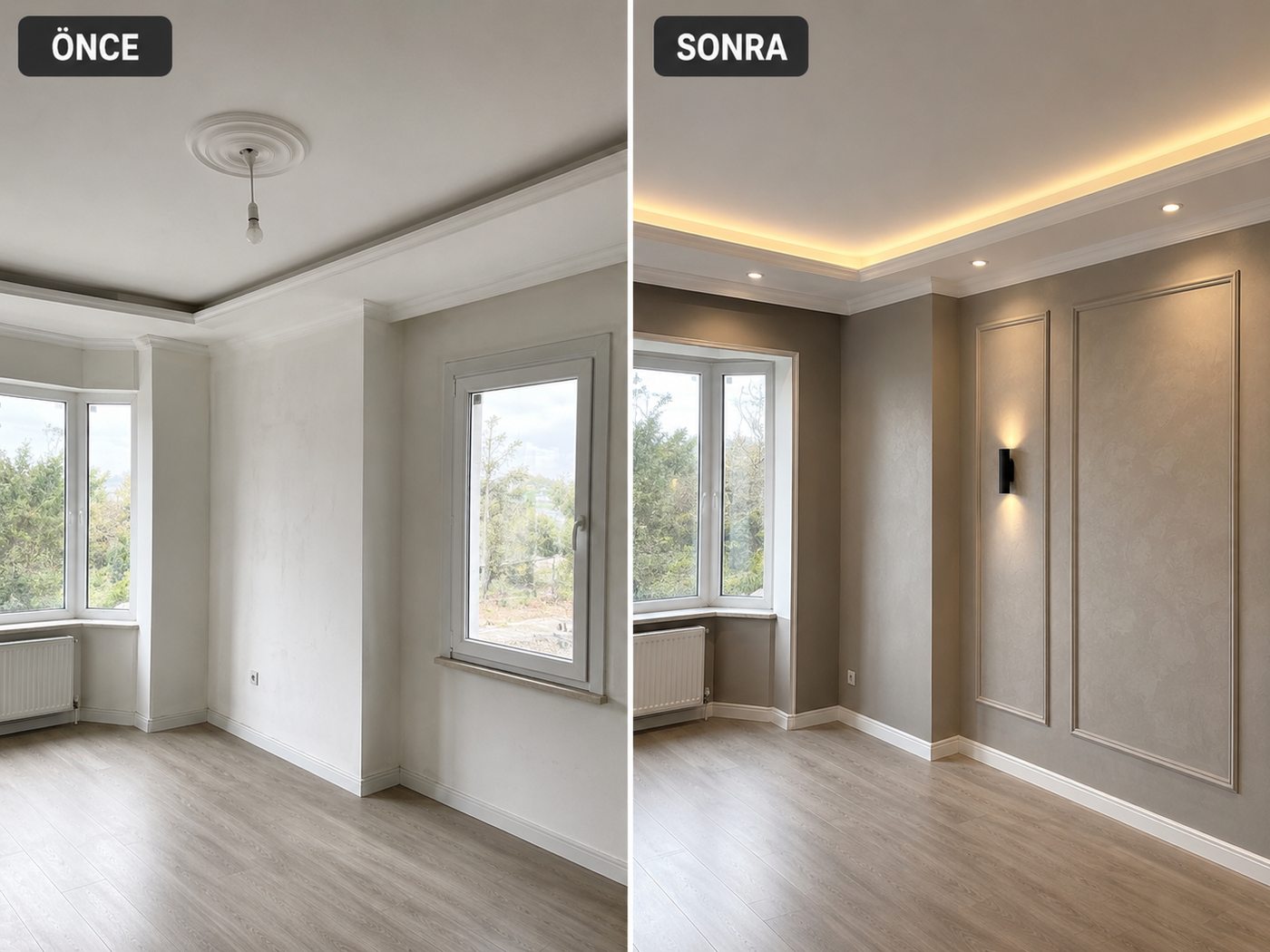 Gaziemir iç cephe boya öncesi ve sonrası